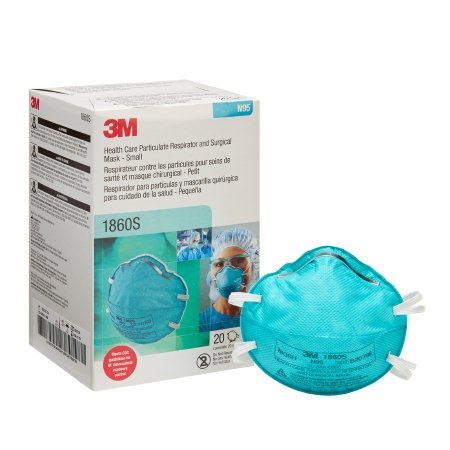 Mask Face Small Cone Molded Regular Particulate Respirator / Surgical Mask 3M™ Medical N95 Cup Elastic Strap Small Blue NonSterile ASTM F1862 Adult (20/BX 6BX/CS) by Solventum Corporation  ID 1860S